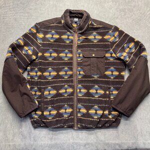 Frye Aztec Fleece Zip Jacket Mens XL Southwest Print Ripstop Trim NWOT